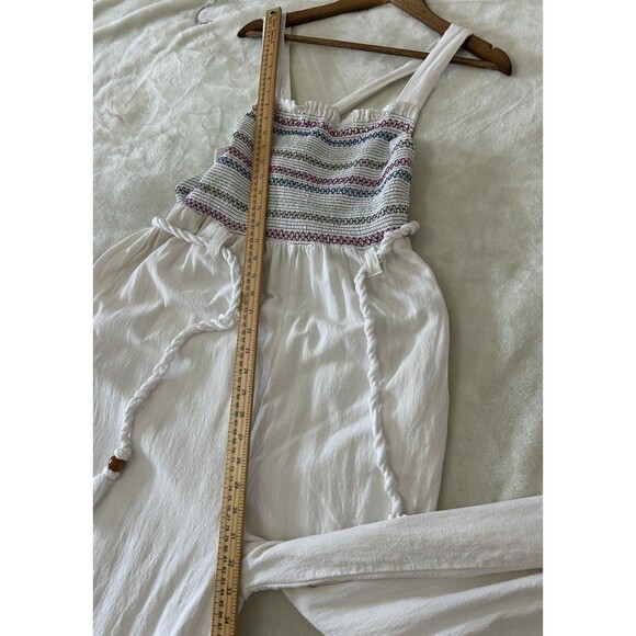 Free People Womens Medium Smocked Jumpsuit Boho Jogger Tie Waist Strappy Relaxed - Picture 5 of 14